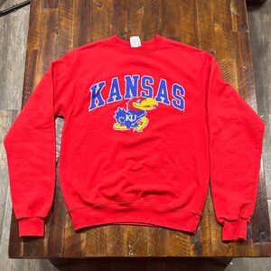 Vintage-Style Champion Kansas Jayhawks Crewneck Sweatshirt | Size S